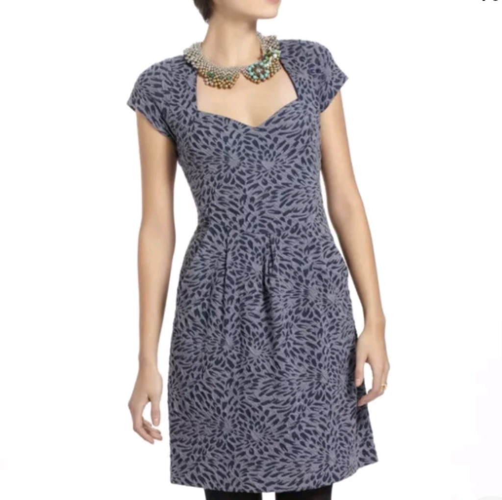 Anthropologie Deletta Blue Caledonia Knit Sweetheart Dress Size Xsmall